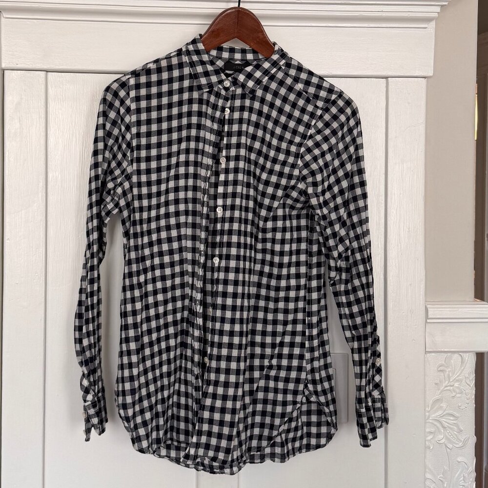 J Crew Gingham Lightweight Cotton Button-down Shirt (size 2)